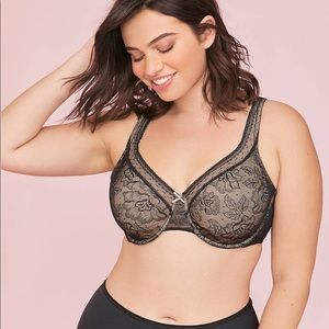 Modern Lace Unlined Full Coverage Bra Black 38DD